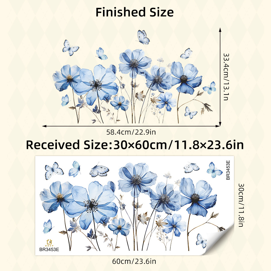 Fresh Blue Butterfly & Flower  - Flower Wall Panel ulasan dan harga