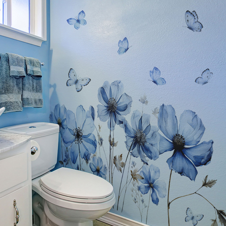 Fresh Blue Butterfly & Flower  - Flower Wall Panel ulasan dan harga