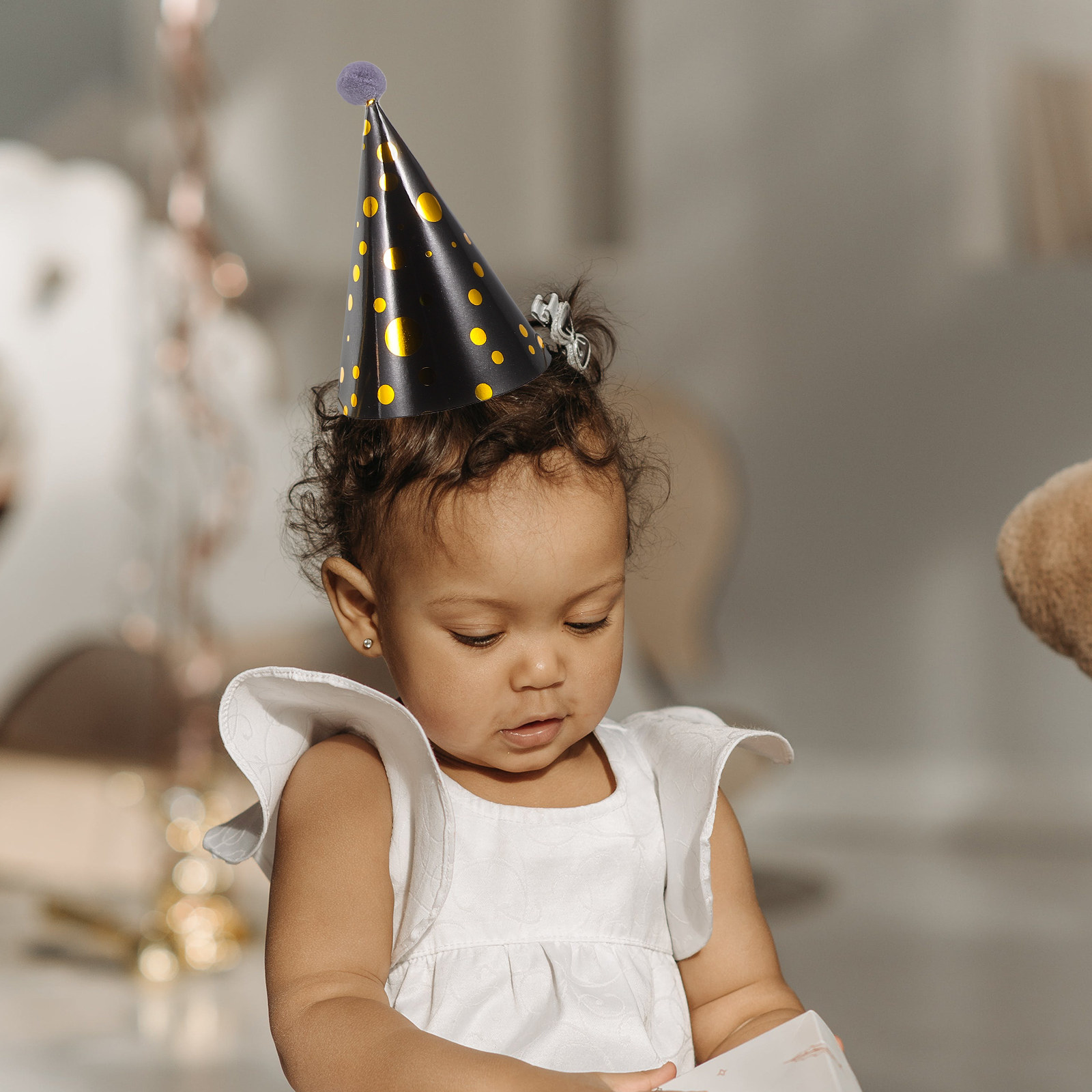 3Pcs Gold Foil Accented Paper  - Party Hat Cone ulasan dan harga