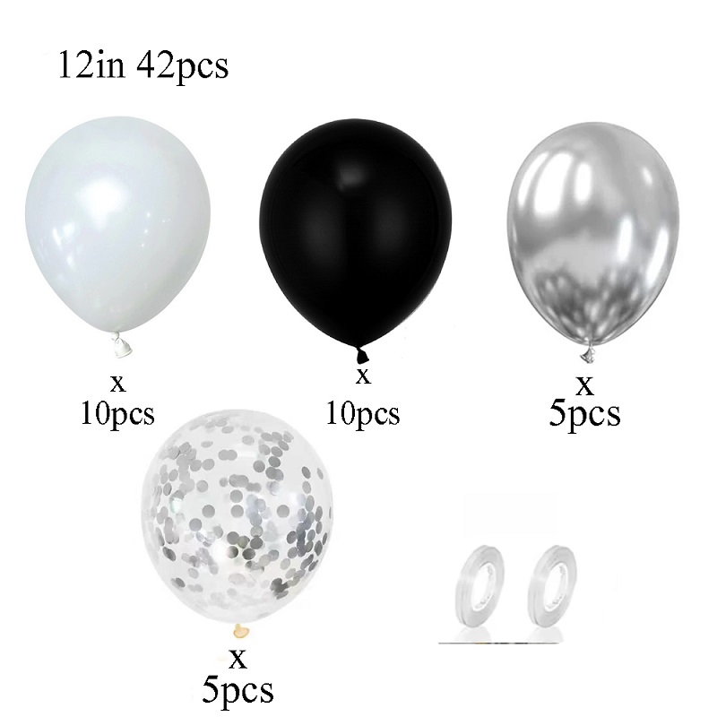 42pcs Silver Black White Confe - Balloon Pump Hand ulasan dan harga